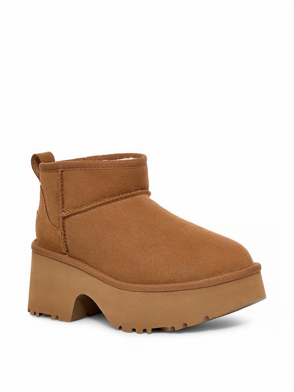UGG Platform Suede Ankle Boot in Chestnut Brown